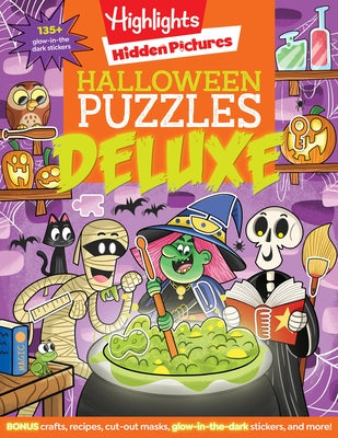 Halloween Puzzles Deluxe: Halloween Activity Book for Kids, 135 Glow-In-The-Dark Stickers, 96-Pages of Mazes, Puzzles with Halloween Crafts & Re by Highlights